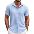 Coofandy Mens Button Down Short Sleeve Shirt Casual Shirts Summer Beach Textured Shirts With Pocket