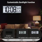 Backlight Digital Wall Clock Battery Operated - With Temperature And Date 14.5'' Large Digital Wall Clock, Easy To Read And Set, Auto Dst