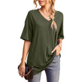 Womens Short Sleeve Tops Dolman V Neck T-Shirts Summer Casual Tunic Tops