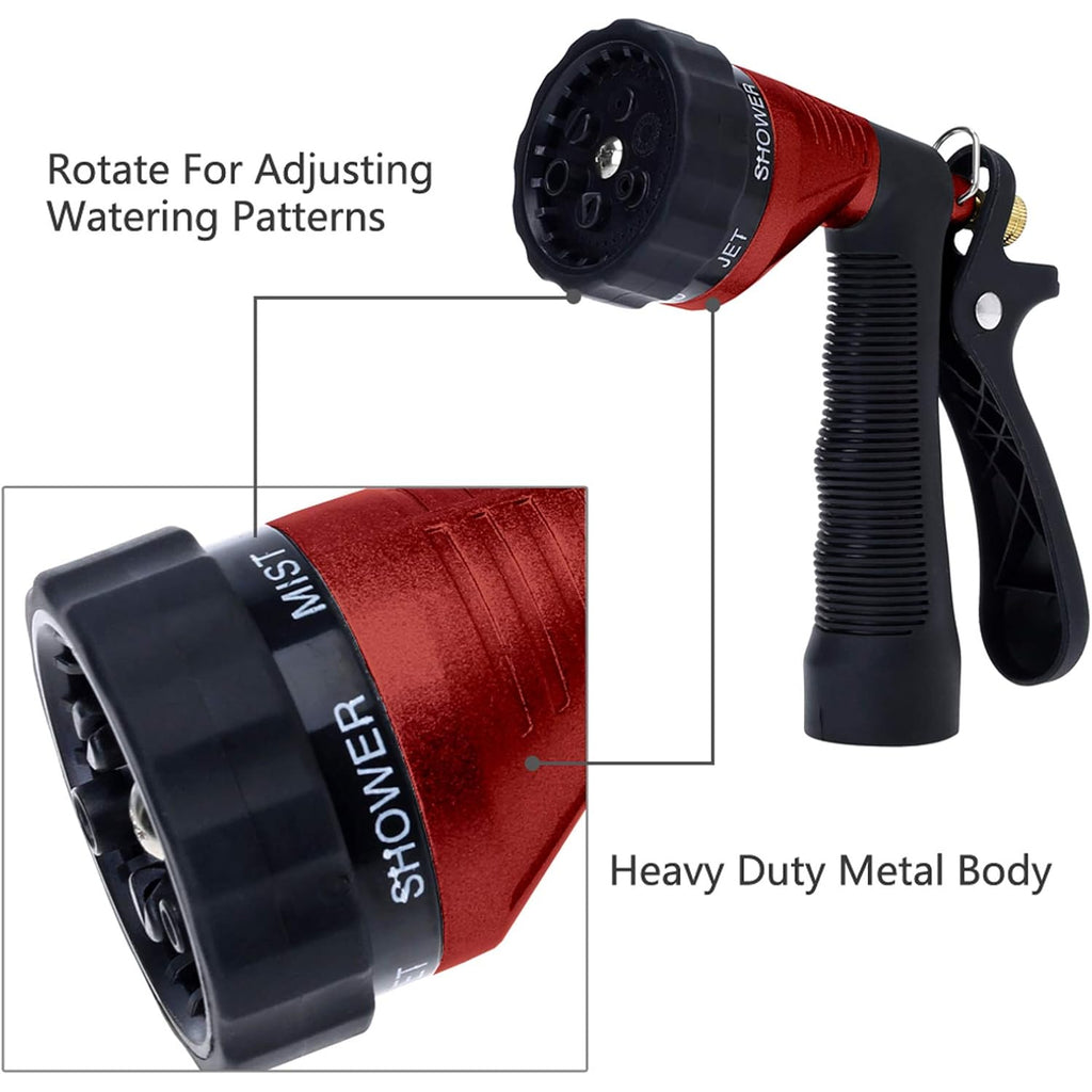 Water Hose Nozzle Spray Nozzle, Metal Garden Hose Nozzle With Adjustable Spray Patterns, Perfect For Watering Plants, Washing Cars And Showering Dogs & Pets