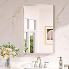 Keonjinn 20 X 30 Inch Brushed Nickel Bathroom Mirrors For Over Sink, Rounded Rectangle Silver Bathroom Vanity Mirror, Farmhouse Mirror For Wall, Hd Tempered Glass, Anti-Rust Aluminum Alloy Mirror