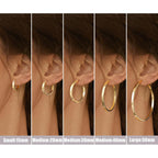 Gacimy Flatted Hoop Earrings for Women 14K Gold Plated with 925 Sterling Silver Post