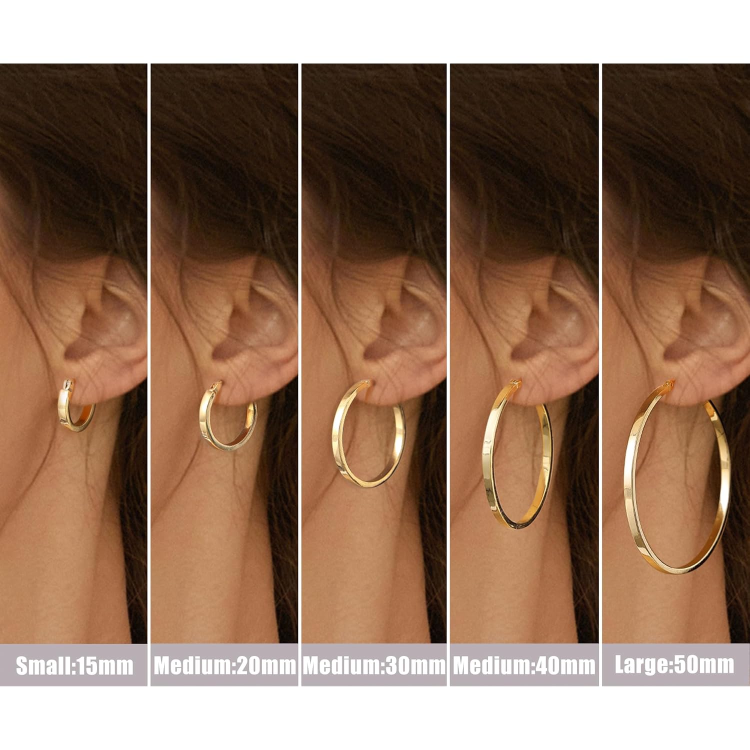 Gacimy Flatted Hoop Earrings for Women 14K Gold Plated with 925 Sterling Silver Post