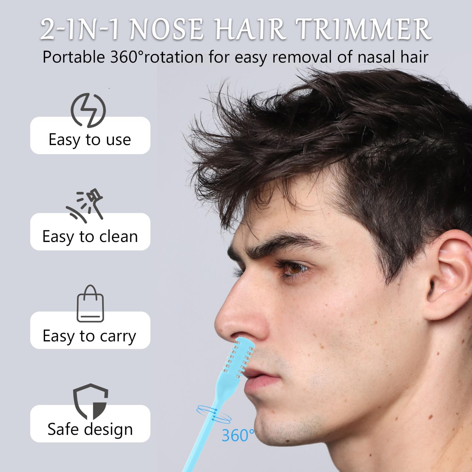 5Pcs 2-in-1 Nose Hair Trimmer for Men Women: 2026 New Portable Double Sided 360° Rotating Nasal Hair Cutter for Women Home Travel (Multicolor)