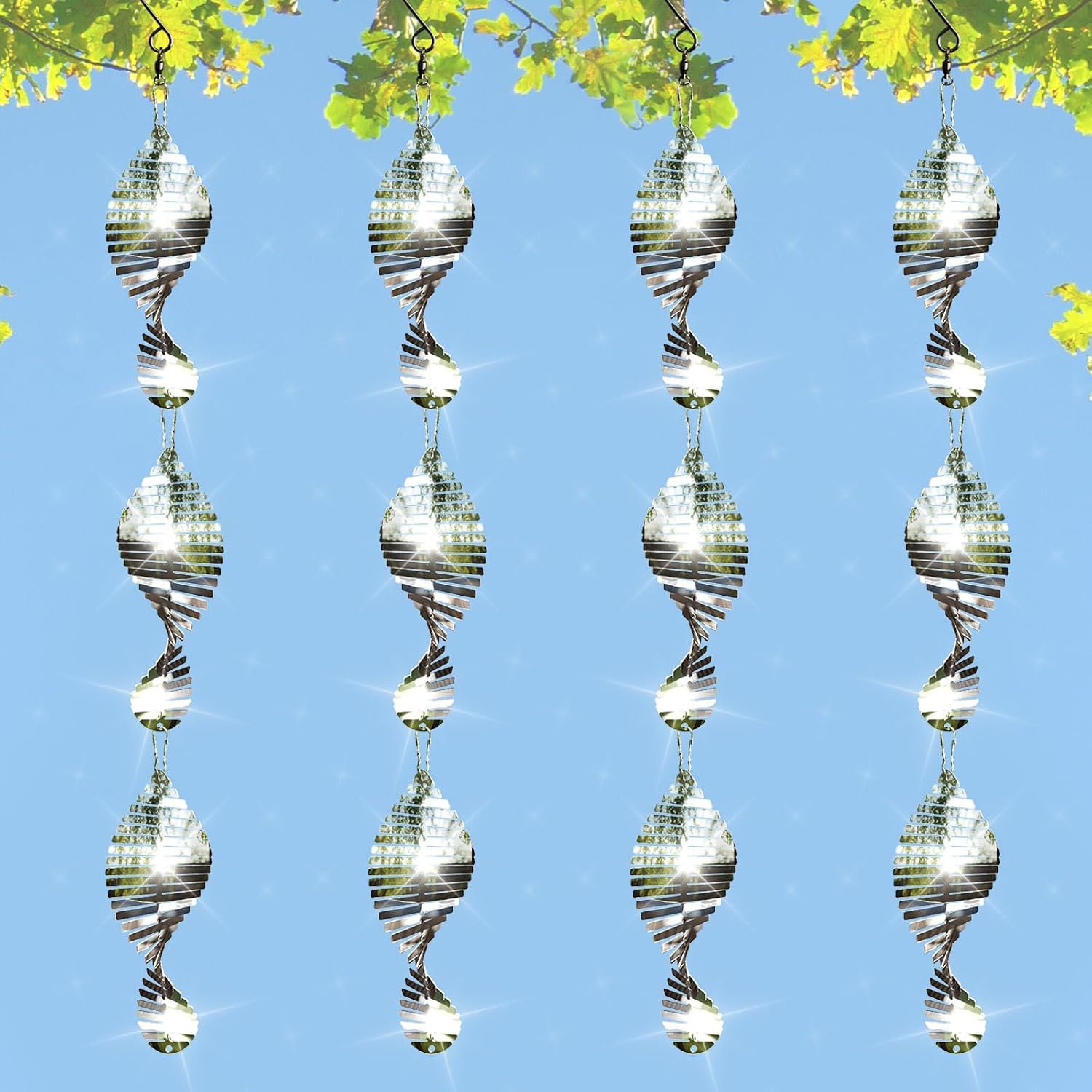 12 Pcs Stainless Steel Bird Deterrents For Outside,3D Wind Spinners Outdoor Bird Scarer Discs Set Pigeon Deterrent,Bird Reflectors To Keep Birds Away Woodpecker Deterrent For House,Crow Deterrent