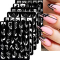 6Pcs Nail Art Stamping Templates Set with French Line Flowers Leaves Smiley Heart Design Stamping Kits DIY Printing Tools Fashion Decoration for Women and Girls