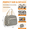 Corduroy Lunch Bag,Small Insulated Lunch Box For Women Men | Reusable Lunchbag,Cute Lunch Tote Bag,Lunchbox For Work,Corduroy Black Checkered