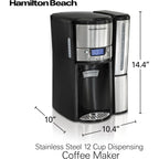 Hamilton Beach One Press Programmable Dispensing 12 Cup Coffee Maker With Internal Coffee Pot, Stays Warm And Fresh For Hours, 60 Oz. Removable Reservoir, Black & Stainless Steel (47950)