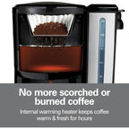 Hamilton Beach One Press Programmable Dispensing 12 Cup Coffee Maker With Internal Coffee Pot, Stays Warm And Fresh For Hours, 60 Oz. Removable Reservoir, Black & Stainless Steel (47950)