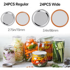 48PCS Mason Jar Lids for Wide and Regular Mouth Jars, No Date Reminder, Compatible with Electric Vacuum Sealers, Vacuum Seal Mason Jar Lids Only