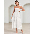Simplee Womens Summer Strapless Maxi Dress 2026 Boho Floral Off Shoulder Wedding Guest Dresses Tiered Beach Long Sundress