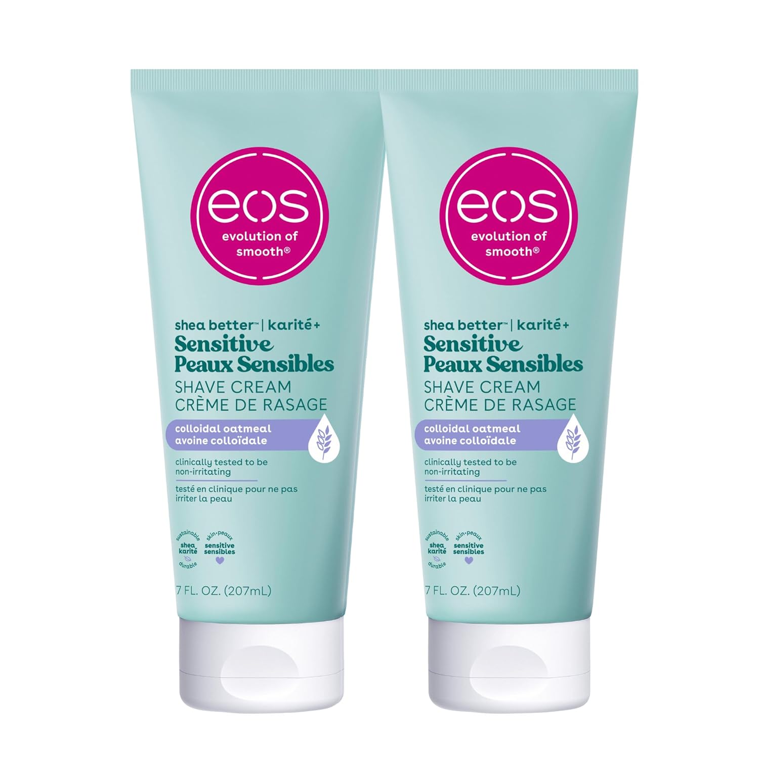 eos Shea Better Sensitive Skin Women's Shave Cream- Fragrance-Free, 2-pack of 7 oz containers