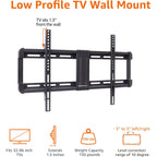 Amazon Basics Low Profile TV Wall Mount with Horizontal Post Installation Leveling for 37 to 86 inch TVs, Wood Studs Compatible, Black