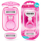 DreamGenius Travel Razors for Women, Travel Size Toiletries Include 1 Handle and 2 Cartridges, Extra Smooth 5-Blade Travel Essentials Razor with Case for Shaving, Pink