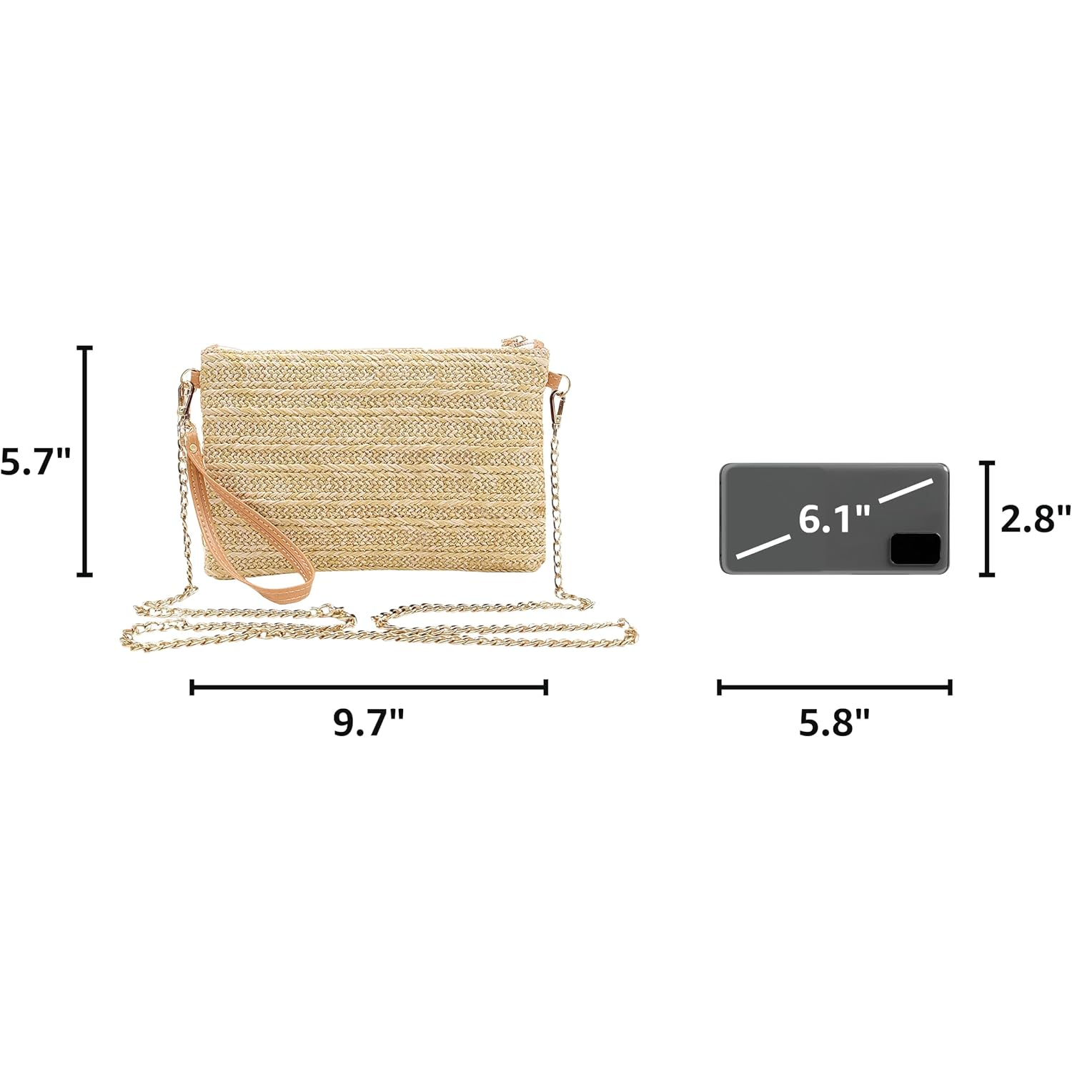 Beurlike Straw Clutch Purses For Women Beach Wristlet Wallet Small Cross Body Bag For Girls