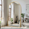 Lft Huimei2Y Arched Full Length Mirror, 76.4"X37" Oversize Full Body Floor Tempered Mirror With Aluminum Alloy Frame For Living Room, Bedroom, Gym, Gold