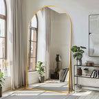 Lft Huimei2Y Arched Full Length Mirror, 76.4"X37" Oversize Full Body Floor Tempered Mirror With Aluminum Alloy Frame For Living Room, Bedroom, Gym, Gold