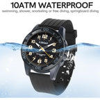 100M Waterproof Watch For Swimming, Easy Read Unisex Analog Watch, Second Hand Diver Analog Watch Men, 45Mm Diameter