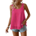 Womens Tank Tops Flowy Sleeveless Summer Boho Tank Top for Women Casual Crewneck Strap Lace Camisole Shirts