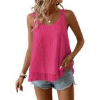 Womens Tank Tops Flowy Sleeveless Summer Boho Tank Top for Women Casual Crewneck Strap Lace Camisole Shirts