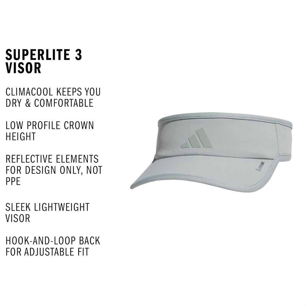adidas Women's Superlite Visor – Lightweight Moisture-Wicking Running Tennis Hat Wonder Sage Green/3
