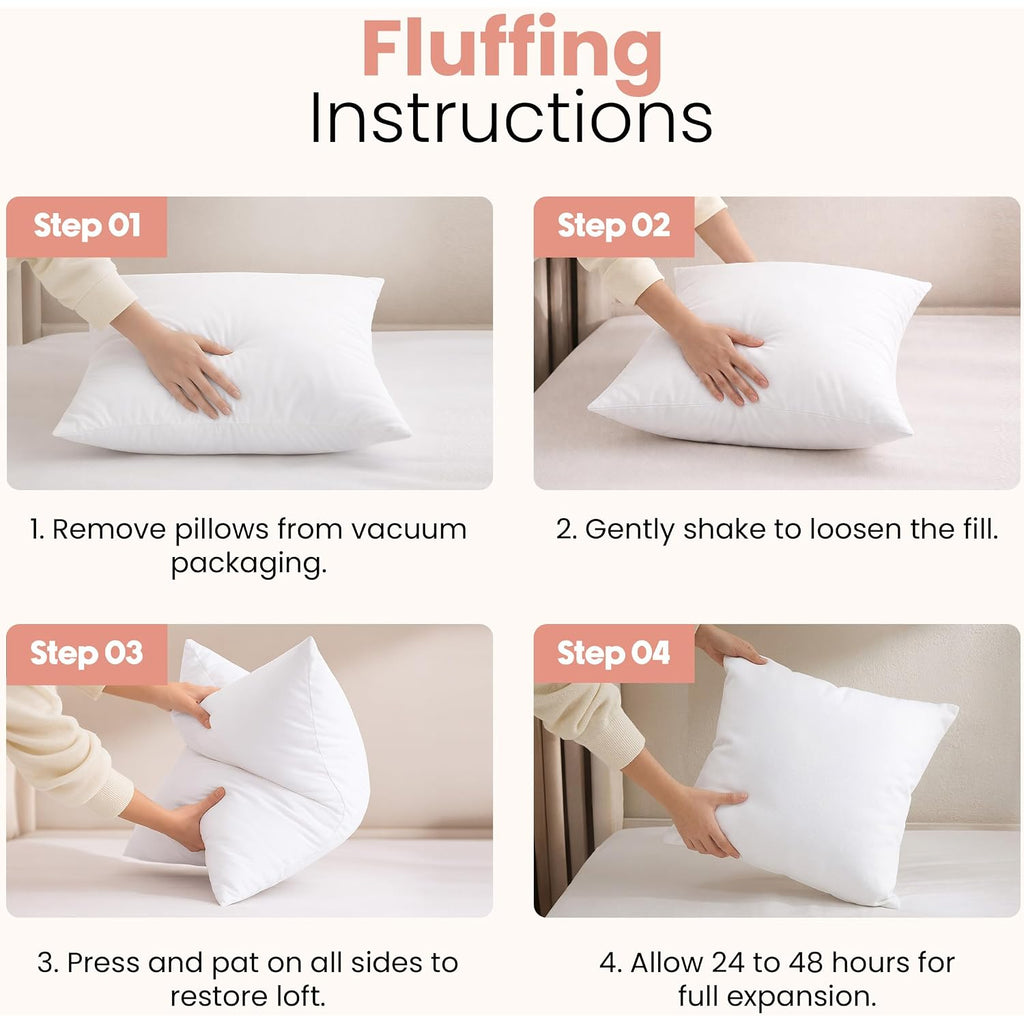 Utopia Bedding 18X18 Pillow Inserts, Set Of 2, White – Indoor Decorative Throw Pillows For Bed, Sofa & Couch – Soft, Supportive & Fluffy Cushion Inserts