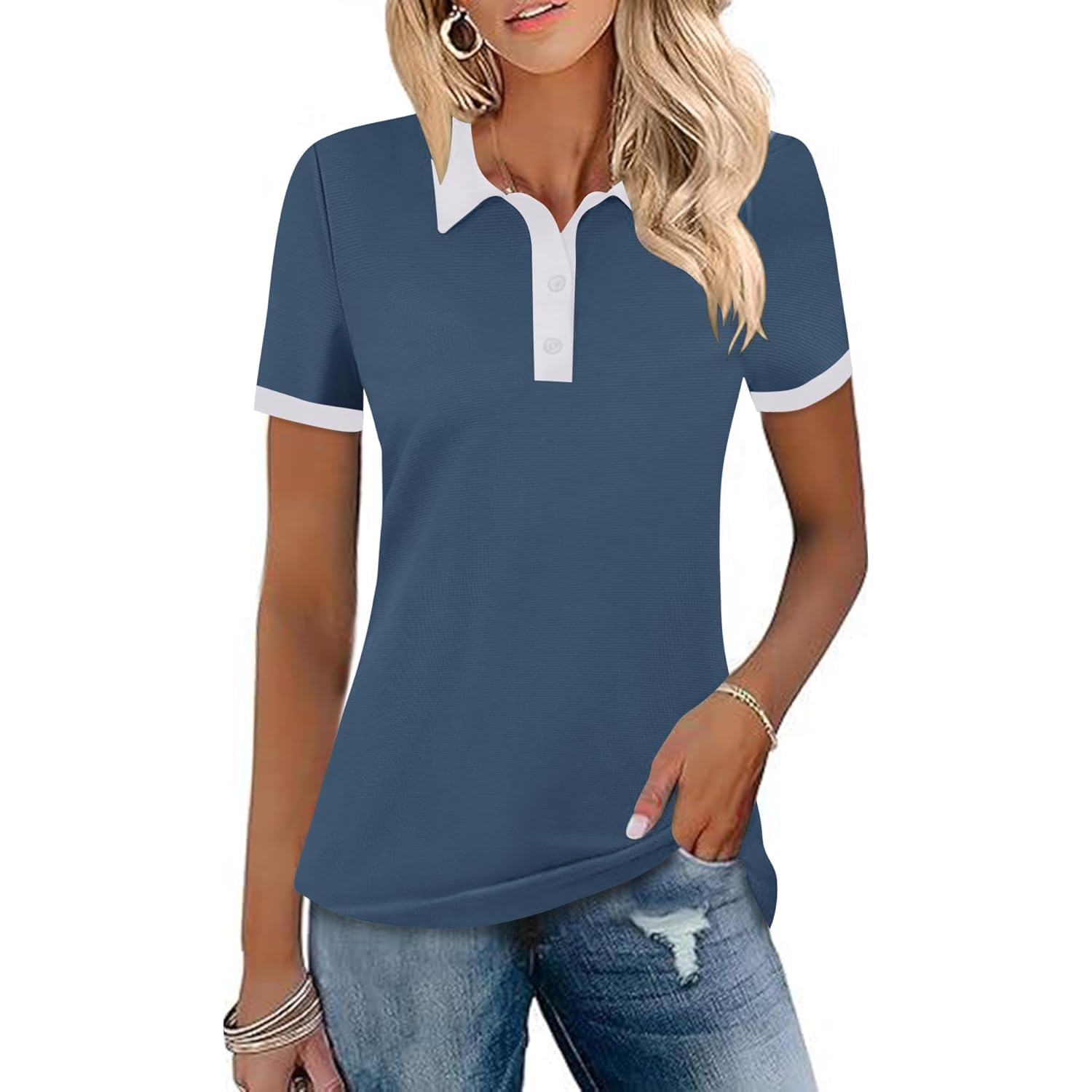 Womens Golf Polo Shirts Short Sleeve Collared Tops Lightweight Moisture Wicking Tennis Activewear S-XXL