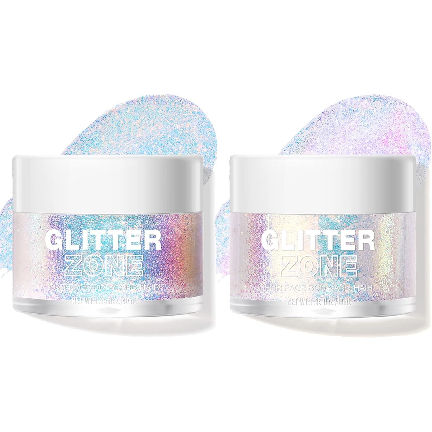 LANGMANNI Holographic Body Glitter Gel for Body, Face, Hair and Lip.Color Changing Glitter Gel Under Light. Vegan & Cruelty Free-1.35 oz (1# Golden Ocean+2# Sparkling Pink)