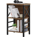 Small Bookshelf, 3 Tier Industrial Shelf With Metal Frame And Backboard, Low Rustic Brown Book Shelf, Small Bookcase For Small Spaces,Bookshelf For Living Room, Bedroom & Home Office