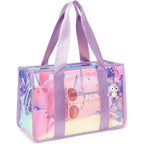 Fammart Iridescent Clear Beach Bags Waterproof Sandproof For Women, Large Jelly Tote Zipper Pool Bag Cruise Essentials 2026