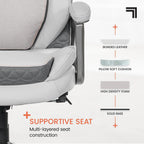 Sharper Image S600 Active Lumbar Ergonomic Bonded Leather Swivel Executive Massage Chair, White/Gray