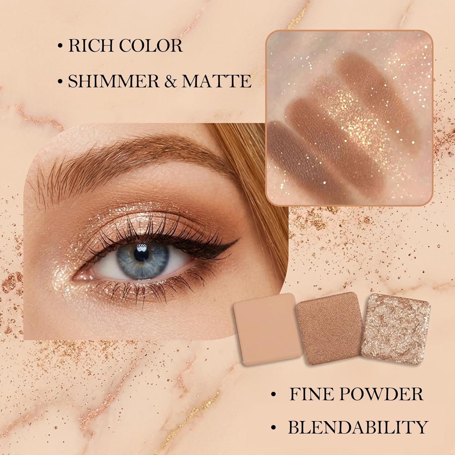 Erinde 9 Colors Eyeshadow Palette, Matte Shimmer Glitter Eye Shadow Palette Makeup, Highly Pigmented Long Lasting Waterproof, Natural Neutral Nude Eyeshadow Makeup Pallet, Chocolate Brown