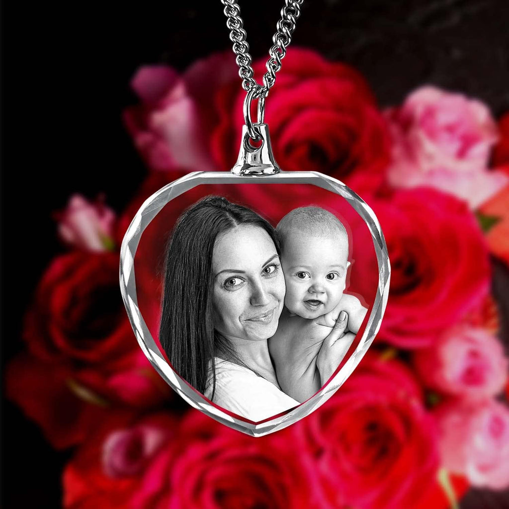 ArtPix 3D Crystal Photo, Personalized Necklace Gift, Custom Mothers Day Gifts for Mom, Women, Wife
