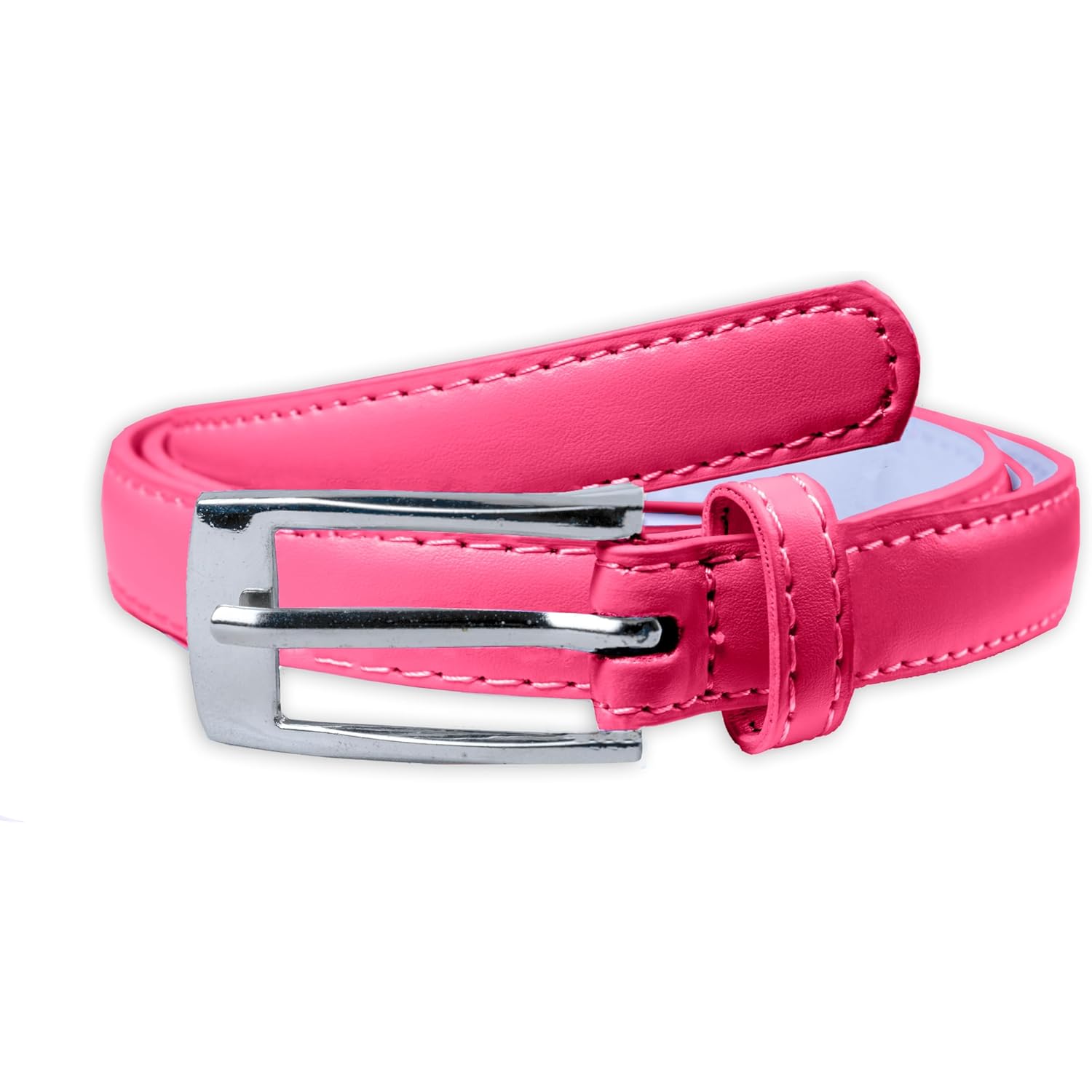Belle Donne Belt Women, Skinny Dress Belt, Silver Polished Buckle, For Womens Clothes and Fine Dresses, Classy Style