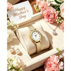 Civo Small Gold Watches For Women: Stretch Expansion Band Easy Read Watch | Dainty Oval Analog Ladies Watch For Small Wrists Under 5.9", Arabic Numerals, Daily Wear Gift For Mom Wife Daughter Birthday