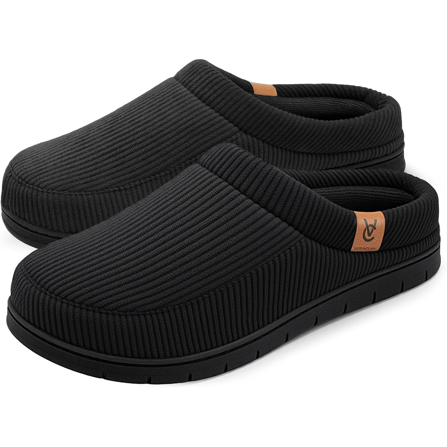Veracosy Men'S Memory Foam Slippers Comfy Durable Moccasin House Shoes