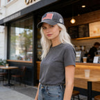 American-Flag-Embroidery-Baseball-Cap for Men Women Low Profile Adjustable Dad Hat Washed Vintage Patriotic Hat Grey