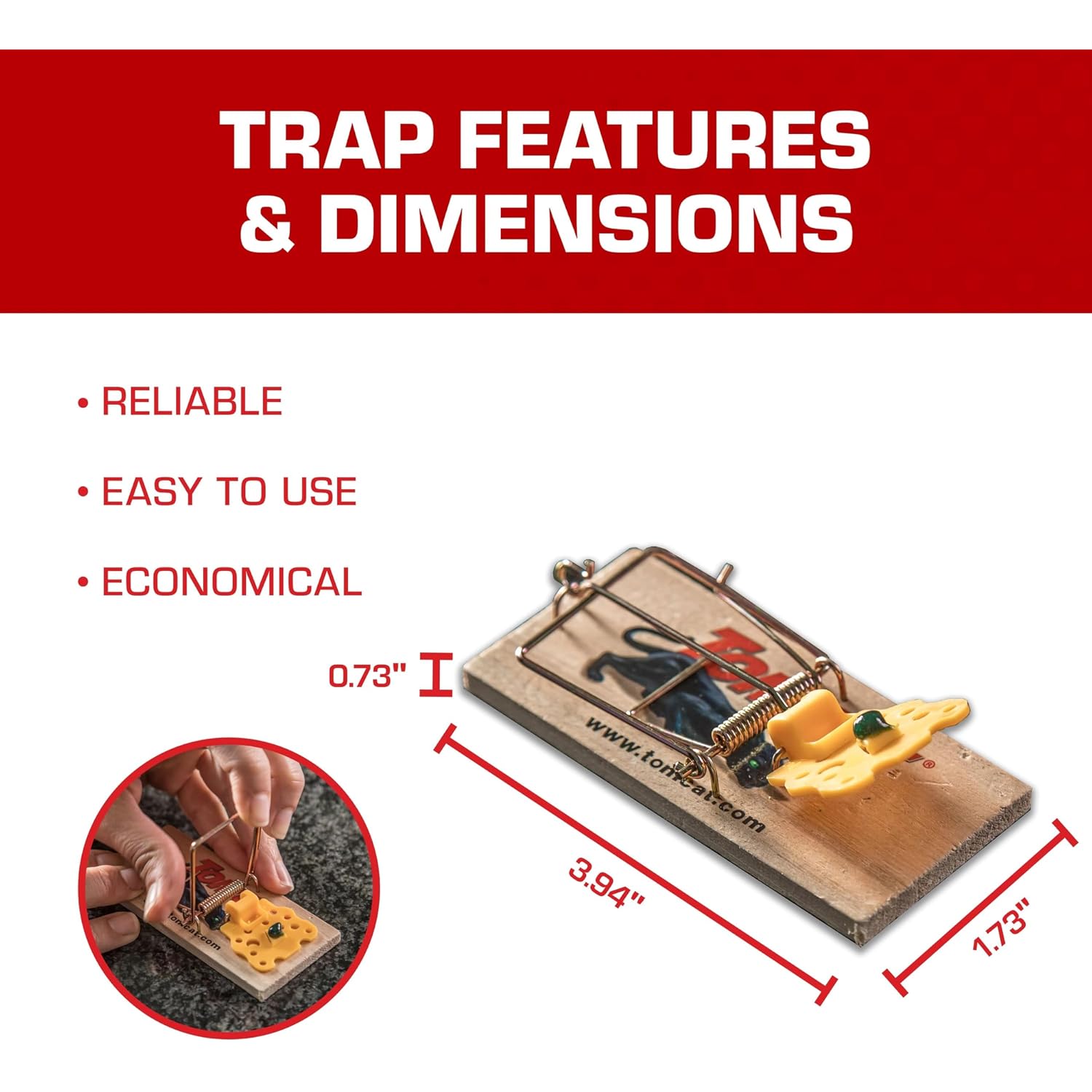 Tomcat Mouse Traps (Wooden), 4 Pack | Disposable Non-Chemical Mouse Trap For Homes, Garages And Basements