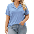 Plus Size Polo Shirts for Women V Neck Collared Shirt Casual Short Sleeve Tops Summer Loose Fit Dressy Tunic Blouses