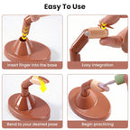 Practice Finger for Acrylic Nails, 3PCS Adjustable Nail Practice Hand Finger with Base Stand and 100PCS Brown Nail Tips, Practice Hand for Home Salon DIY Beginner(Brown)