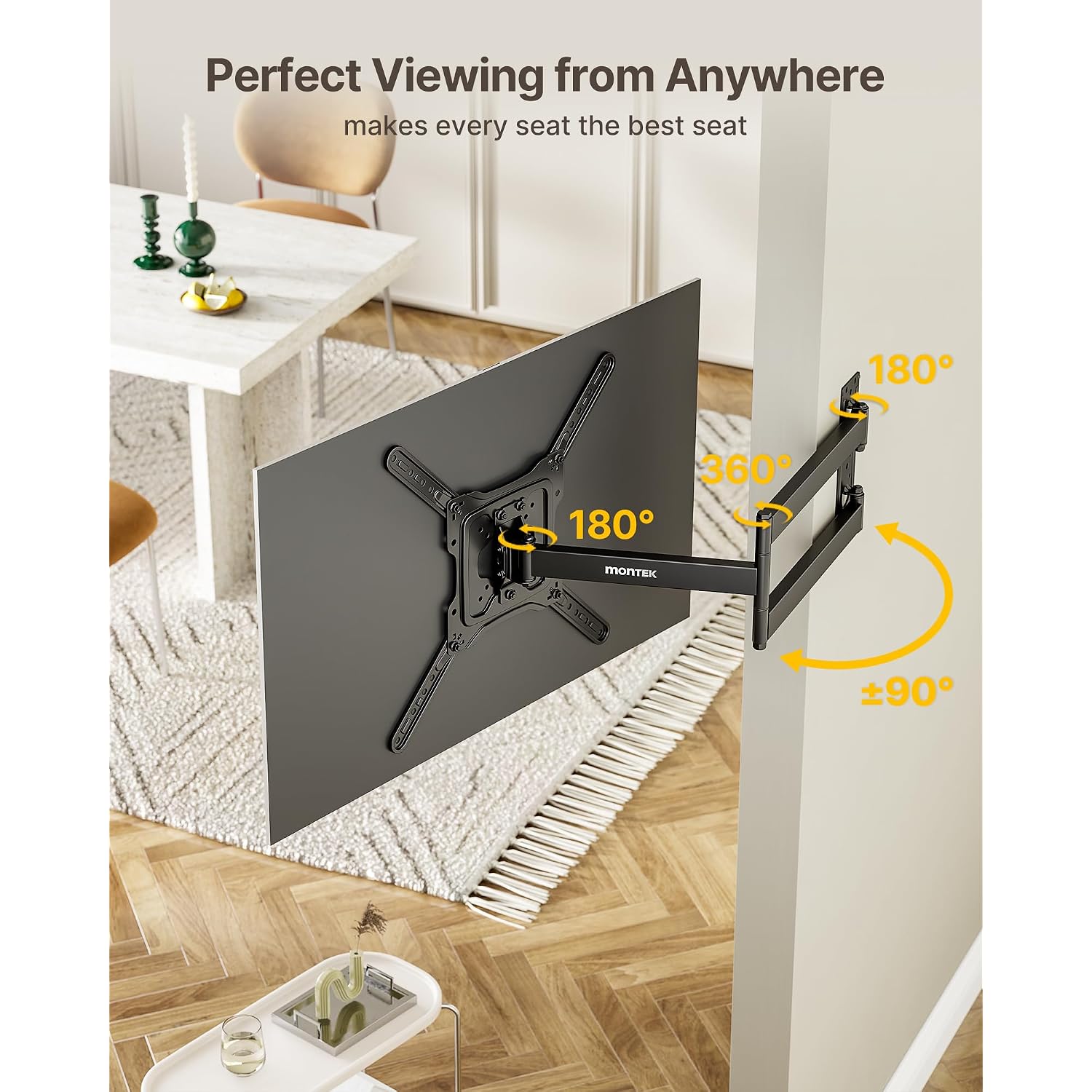Montek Long Arm Tv Wall Mount For Most 23-65 Inch Tvs, 29 Inch Long Extension Tv Mount Swivel And Tilt, Full Motion Wall Mount Tv Bracket Fit Max Vesa 400 X 400Mm, Up To 77 Lbs