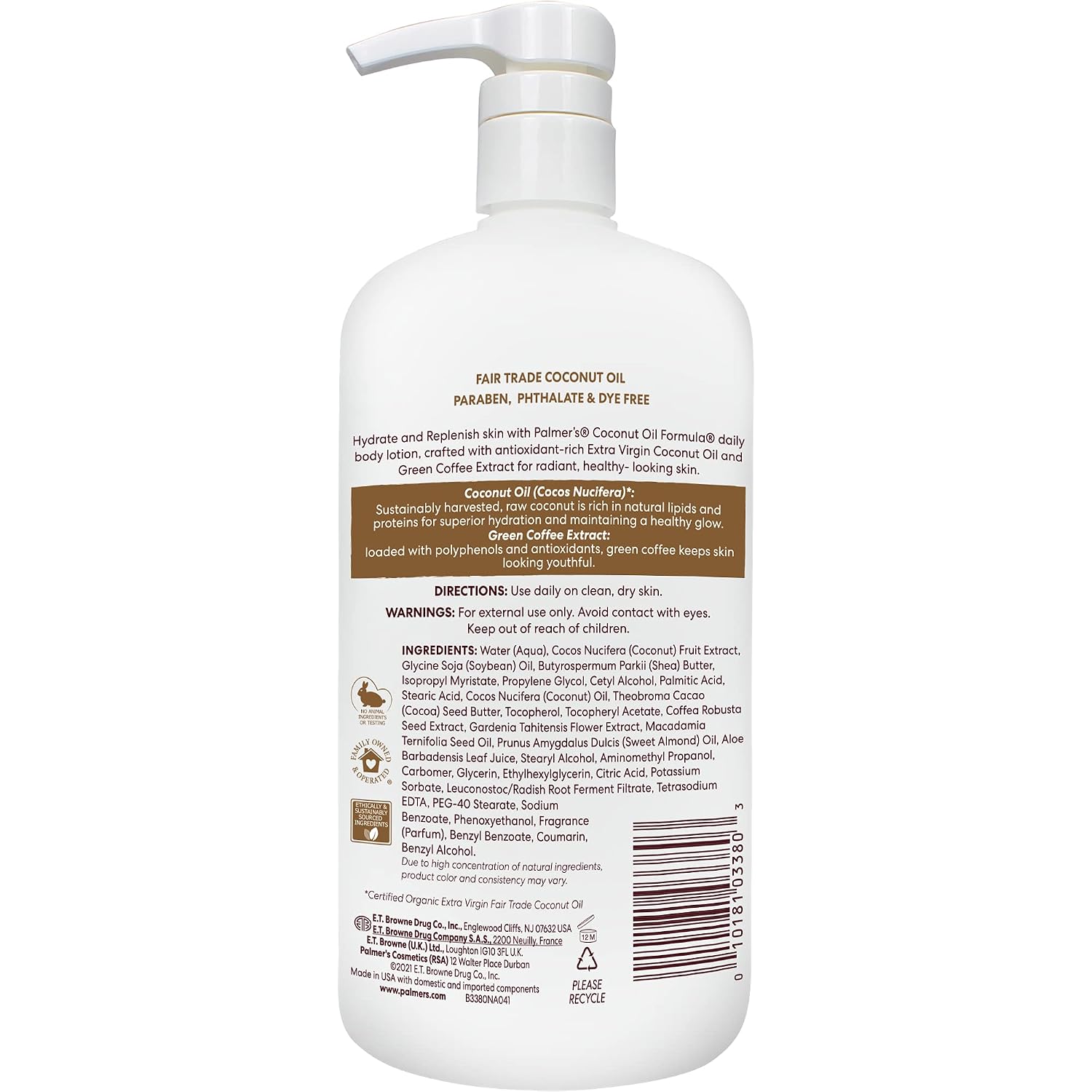 Palmer'S Coconut Oil Formula Body Lotion For Dry Skin, Hand & Body Moisturizer With Green Coffee Extract & Vitamin E, Value Size Pump Bottle, 33.8 Fl Oz (Pack Of 1)