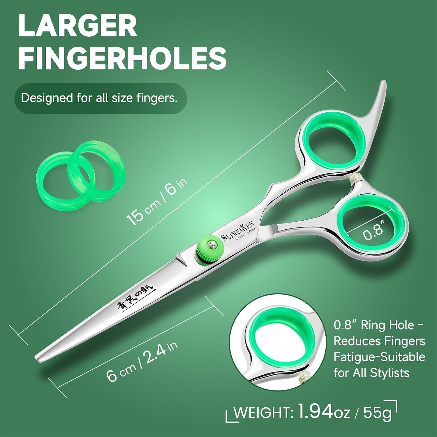 Hair Cutting Scissors - 6" Professional Japanese 440C Stainless Steel Barber Scissors - Razor Sharp Hair Shears Kit With Comb & Case - For Women, Men, Salon & Home Use