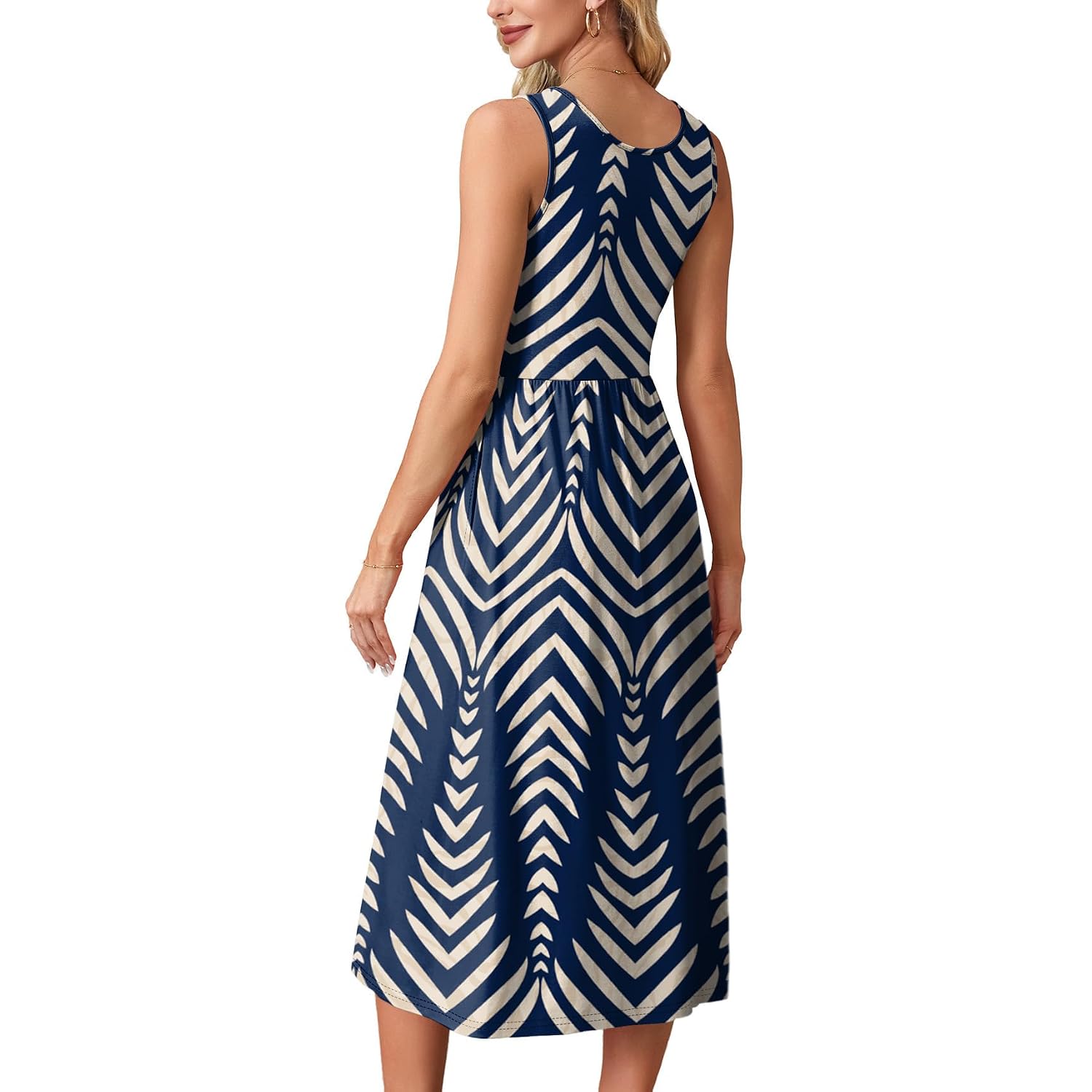 Wiholl Summer Dresses For Women Flowy Casual Midi Dress Beach Vacation Sundresses With Pockets