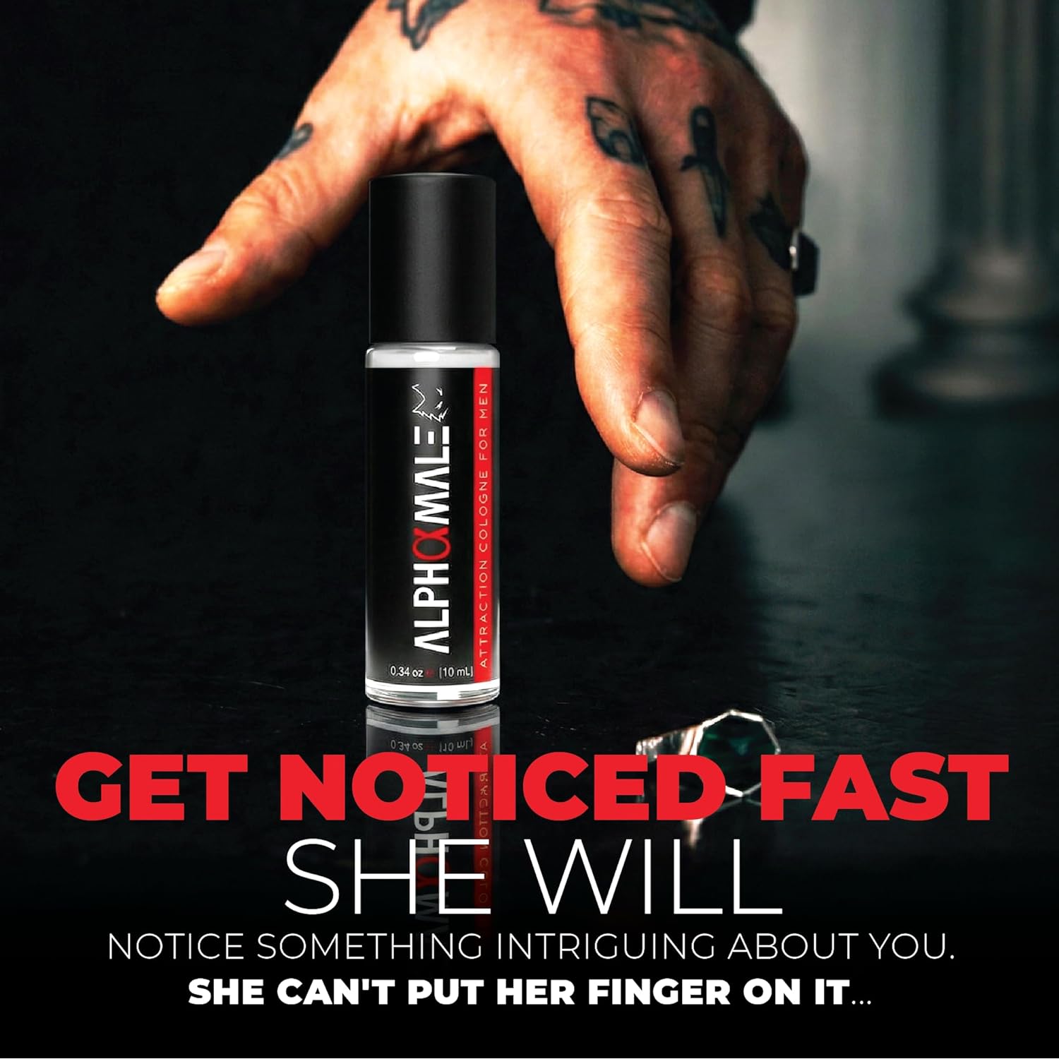 AlphaMale Pheromone Cologne for Men - Roll-On Pheromone Infused Cologne for Men -  Masculine Fragrance, Travel Size Cologne to Attract Women - Made in the USA (10ml)