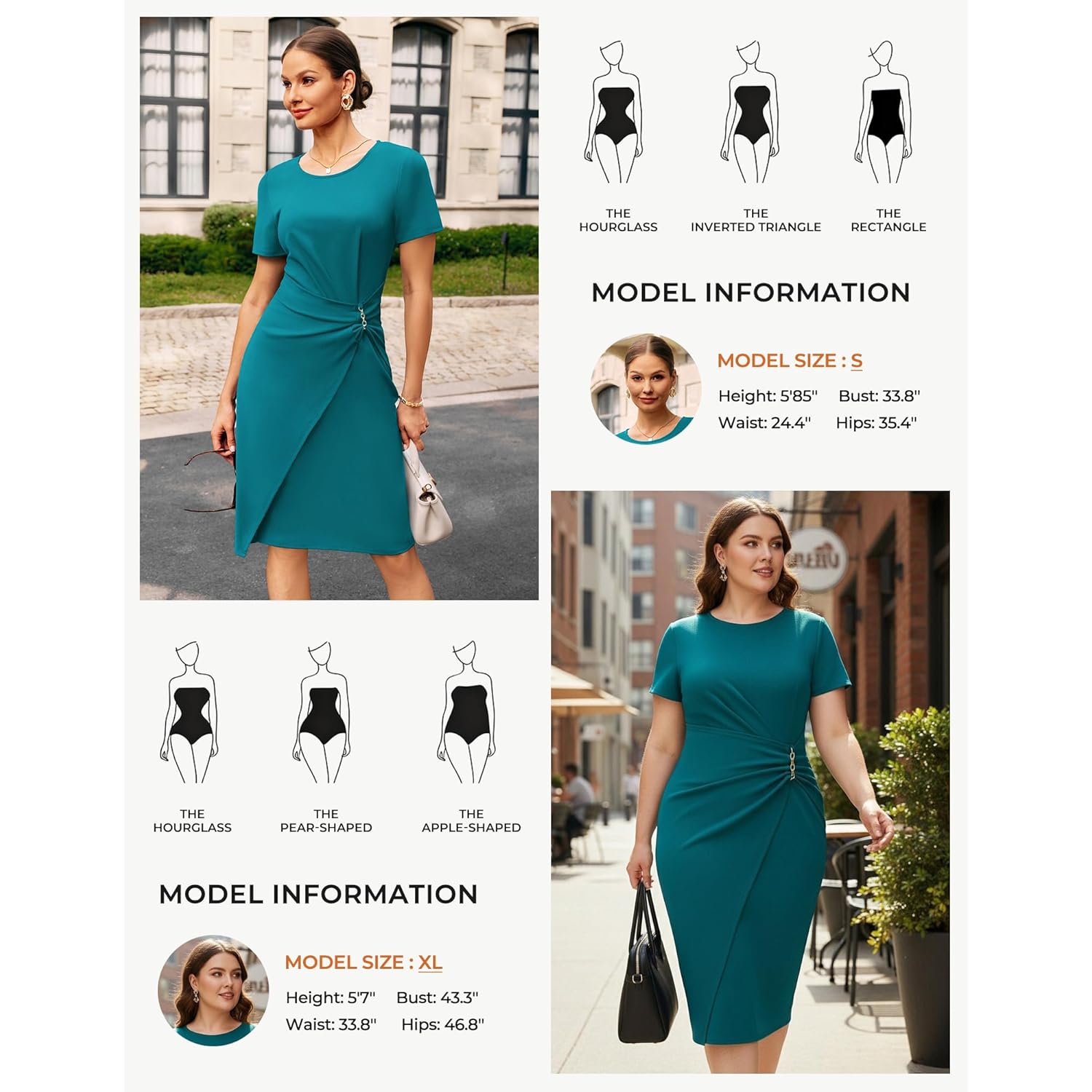 Work Dresses for Women 2026 Short Sleeve Sheath Business Midi Dress Ruched Bodycon Office Church Outfits