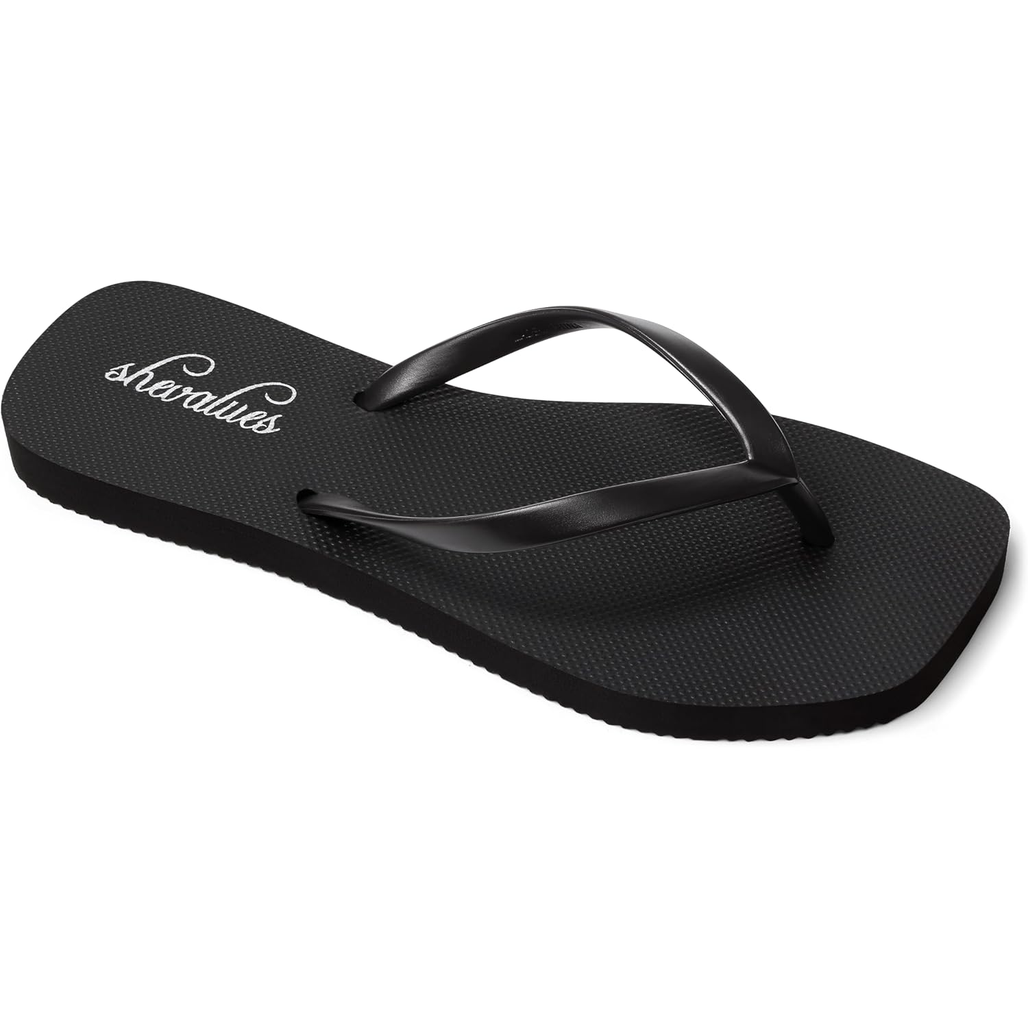 Shevalues Women'S Slim Square Toe Flip Flops Comfortable Summer Rubber Thong Sandals For Beach, Shower & Pool