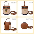 Retro Bucket Bag Color Contrast Cylinder Purse | Senior Sense Style, Single Shoulder Crossbody, Zipper Closure, 4.7X6