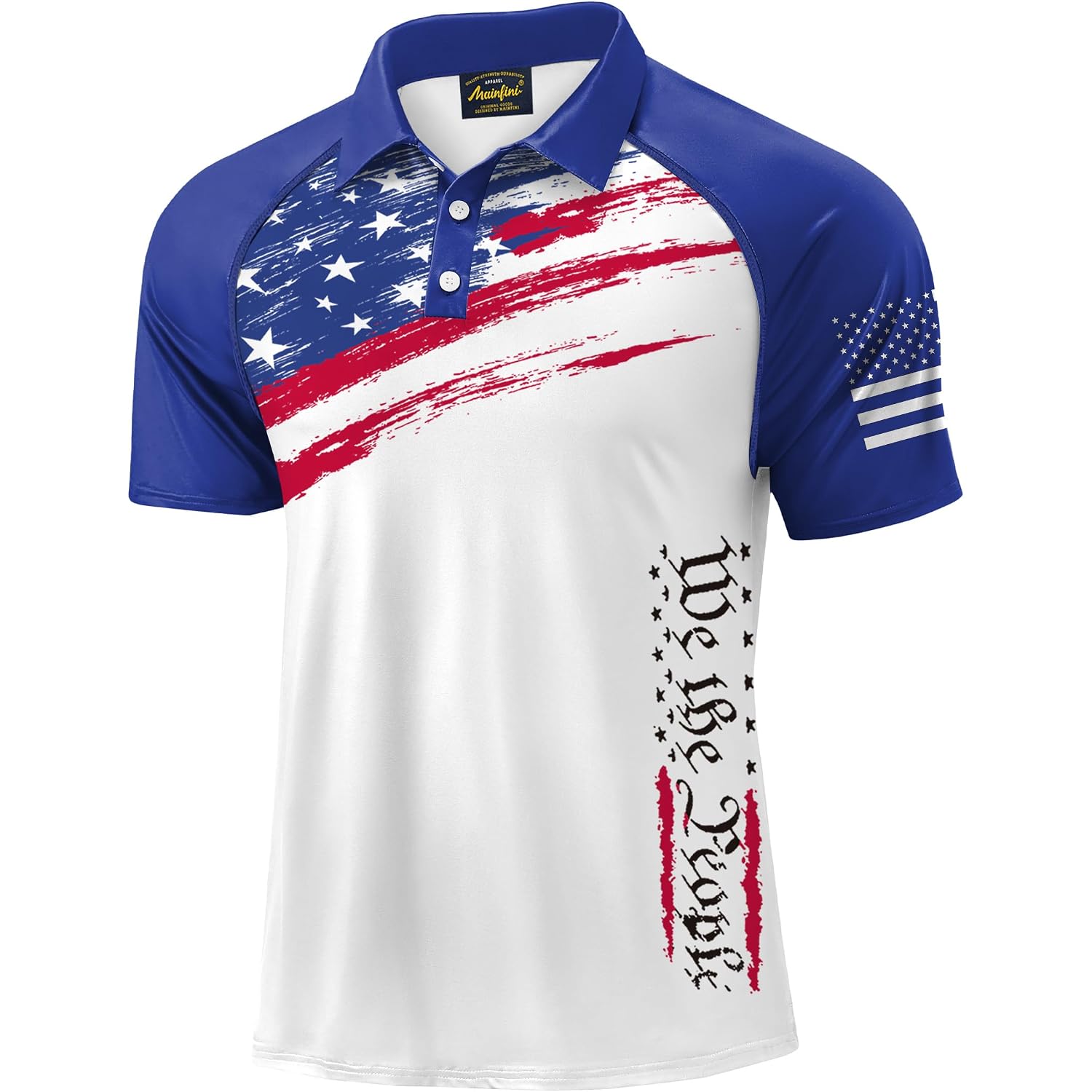 Mainfini Men'S Patriotic Polo Shirts Stretch Upf 50+ Short Sleeve Raglan American Graphic Golf Shirt (S-3Xl)