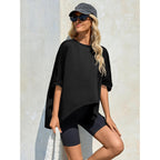Tankaneo Womens Oversized Tshirts Batwing Short Sleeve Asymmetric Hem Tops Summer Casual Loose Fit Tunic Tee Shirts